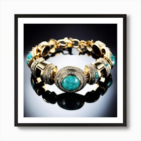 Turquoise And Diamond Bracelet Art Print