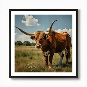 Leonardo Lightning Longhorn Texas Art 2 Art Print