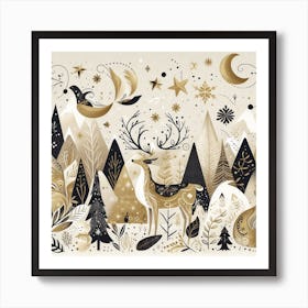 Christmas In The Forest Art Print