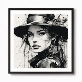 Woman In Hat Art Print