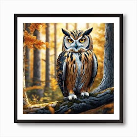 Owl In The Forest 173 Art Print