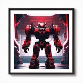 Red Robot Art Print