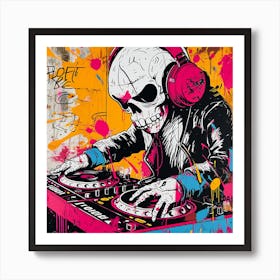 Dj Skeleton Art Print