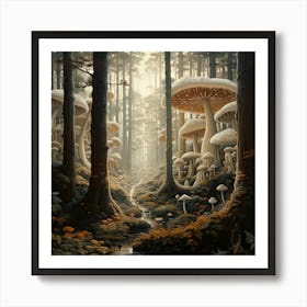 Mushroom Forest Art Print