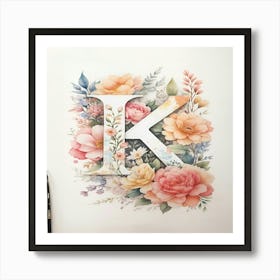 Watercolor Letter K Art Print