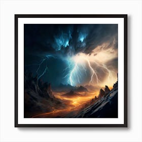 Impressive Lightning Strikes In A Strong Storm 9 Art Print