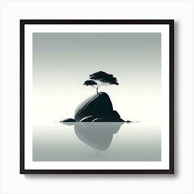 Tree On A Rock Art Print