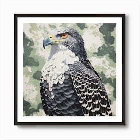 Ohara Koson Inspired Bird Painting Hawk 4 Square Art Print