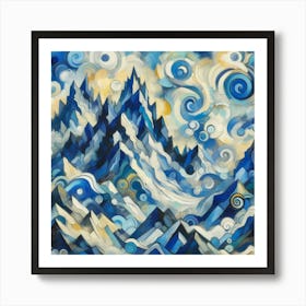 Blue And White Mountains Art Print