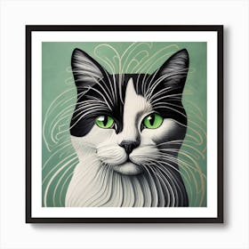 Cat With Green Eyes 2 Art Print