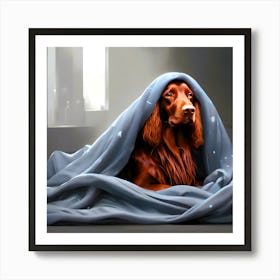 Red Setter In Bed Art Print