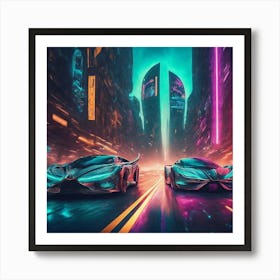 Luminocity A Futuristic Symphony Of Neon Horizons Art Print