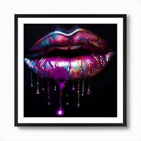 Dripping Lips Colorful Lips. Pasion concept Art Print