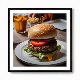 Hamburger On A Plate 72 Art Print