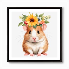 Floral Baby Hamster Nursery Illustration (19) Art Print