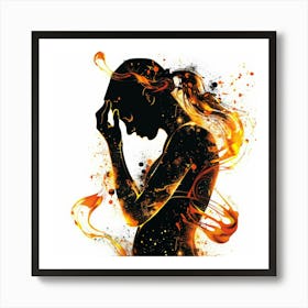 Portrait Of A Woman In Flames Art Print