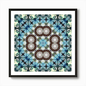 Abstract Mandala Blue Glow 1 Art Print