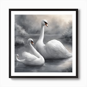 Two Swans Art Print