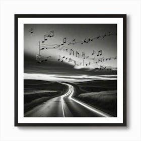 Music Notes On The Road Art Print