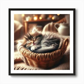 Kitten In A Basket 3 Art Print