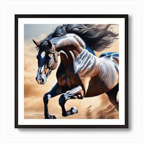 Horse Running In The Desert 3 Art Print