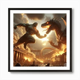 TItan Vs Dragon Art Print