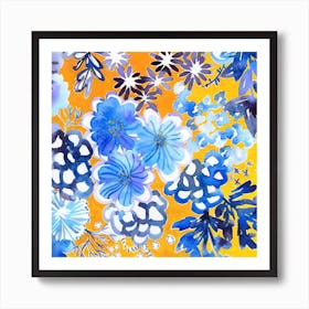 Blue And Yellow Flowers N.o 2 Art Print