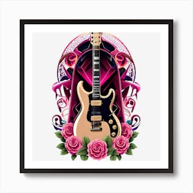 Electric Guitar With Roses 17 Art Print