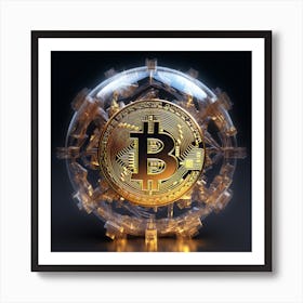 Bitcoin On Black Background Art Print