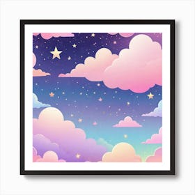 Sky With Twinkling Stars In Pastel Colors Square Composition 92 Art Print