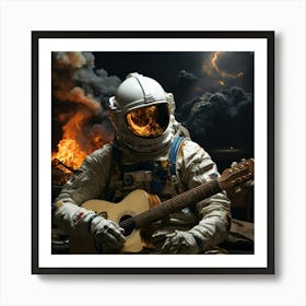 Astronaut Playing Guitar 1 Art Print