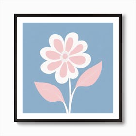 A White And Pink Flower In Minimalist Style Square Composition 622 Art Print