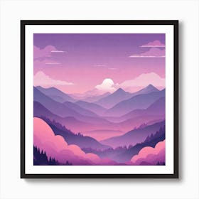 Misty mountains background in purple tone 133 Art Print