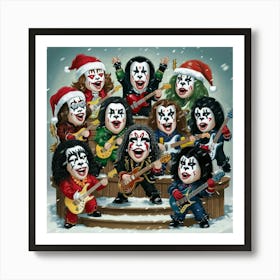 Kiss Santa Claus Art Print