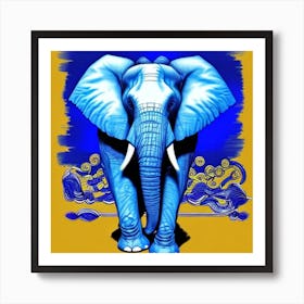 Blue Elephant 5 Art Print