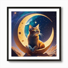 Firefly Cat In The Moon 41444 Art Print