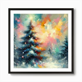 Christmas Tree In The Snow Art Print