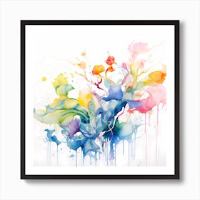 AI Whispers of White: The Dance of Elemental Life  Art Print