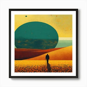 Man Walking In The Desert Art Print