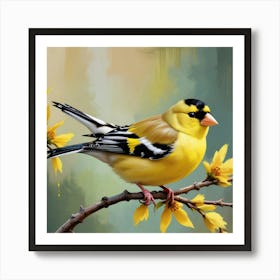 Maximalist Bird Painting American Goldfinch 1 Art Print 3 Art Print