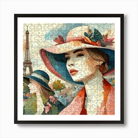 Abstract Puzzle Art French woman in Paris 7 Art Print