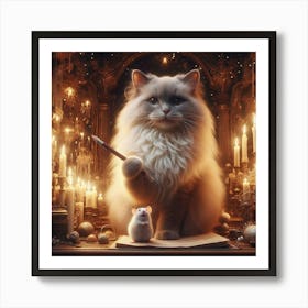 Cat With A Pen Art Print