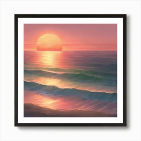 Sunset Over The Ocean 6 Art Print