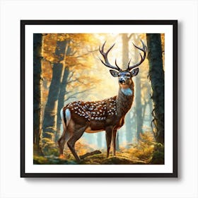 Deer In The Forest 132 Art Print