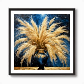 Golden Wheat In A Vase Art Print