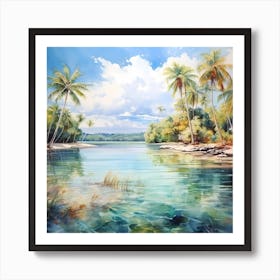 AI Caribbean Watercolor Marvel Art Print