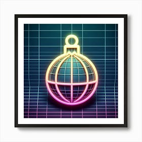 Neon Globe Ornament Art Print