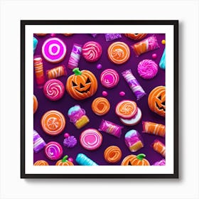 Halloween Candy Seamless Pattern 4 Art Print