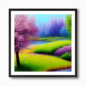 Pink Trees In The Spring Art Print