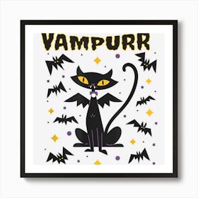 Vampurr Funny Halloween Cat Art Print